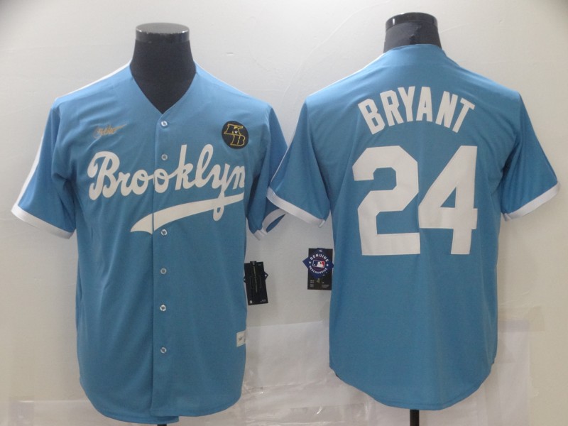 Men's Brooklyn Dodgers #24 Kobe Bryant Light Blue Stitched Jersey